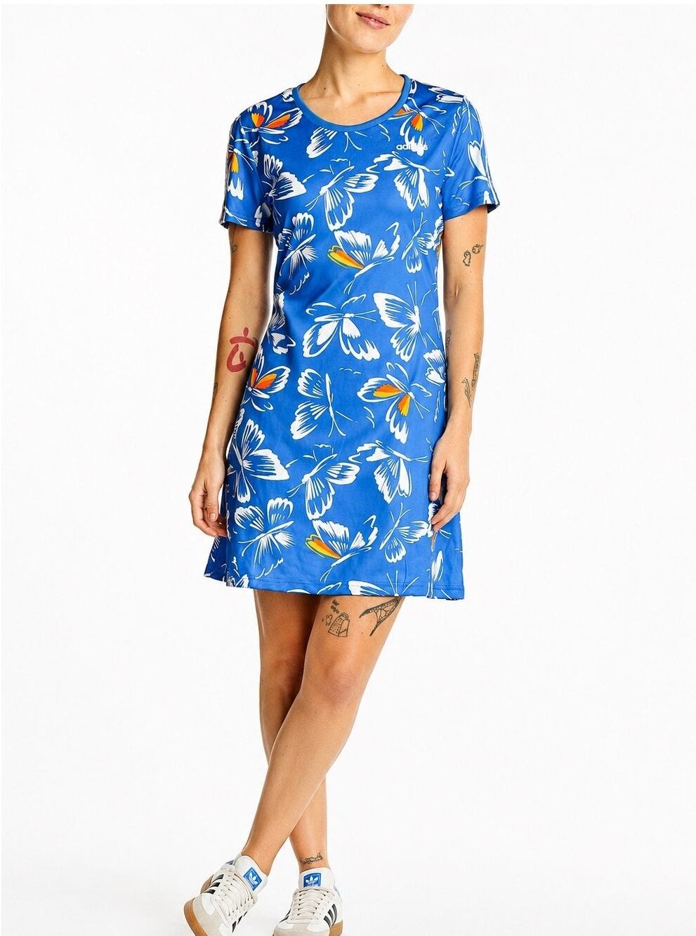 Adidas x Farm Rio Butterfly Print Mini Dress Blue Sz Large Athletic